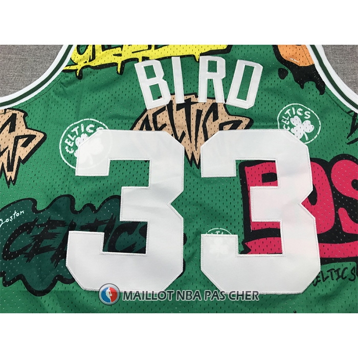 Maillot Boston Celtics Larry Bird Slap Sticker Mitchell & Ness 1985-86 Vert